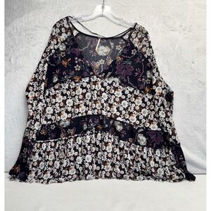 Free People Floral Tunic Womens Small Multi-Color Boho Mixed Print Cottagecore